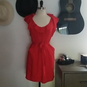 Red ruffle top dress